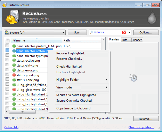 recuva free sd card recovery software