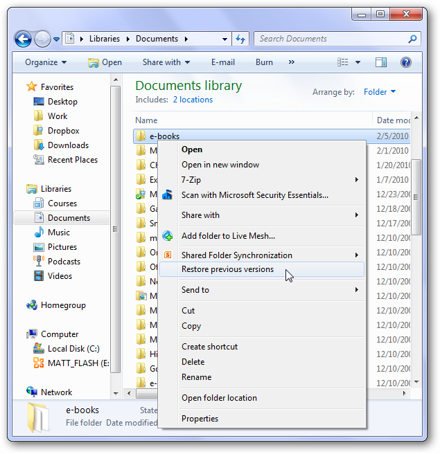 Gelöschte Dateien kostenlos wiederherstellen – eingebaute Wiederherstellungsfunktion von Windows 7