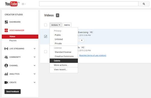 how to delete youtube videos and channels