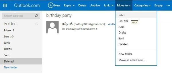 recover email from hotmail trash folder