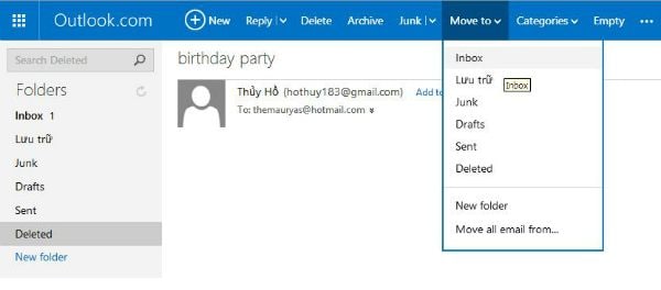 pulihkan email dari folder sampah hotmail