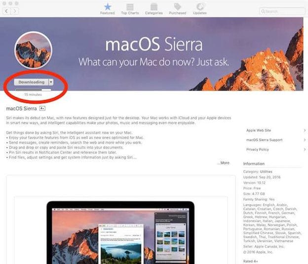how to update to mac os sierra from 10.7.5 - 1