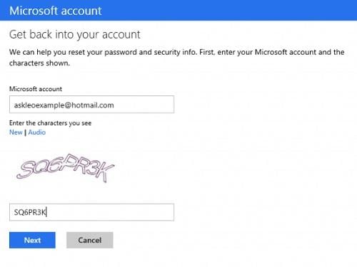 recover hotmail password