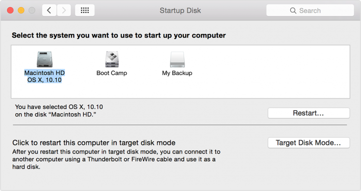 startup mac with disk preferences