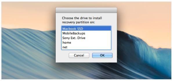 Create Recovery Partition on Mac step 2