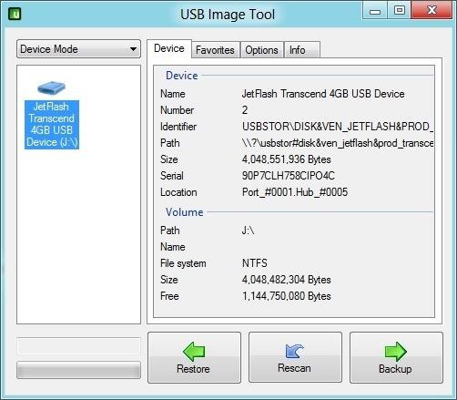 Backup Data with USB Image Tool