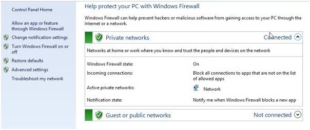 desabilite o firewall do windows