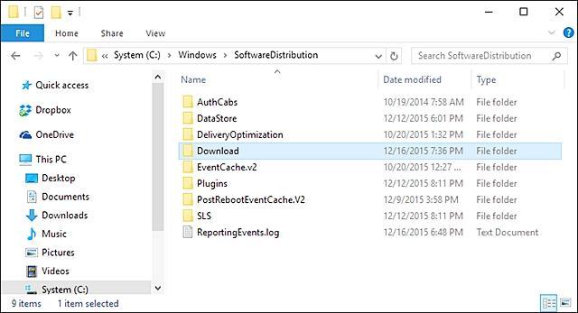 clear windows 10 update cache