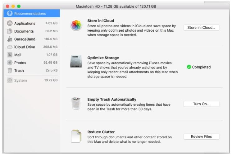Fix Slow Mac Performance with 10 easy ways-Clear up the Disk Space