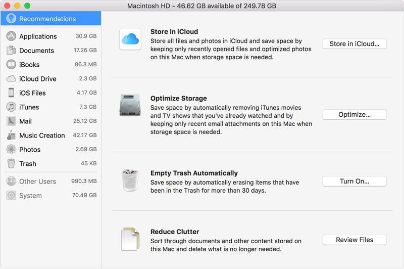 free up storage space on mac step 1