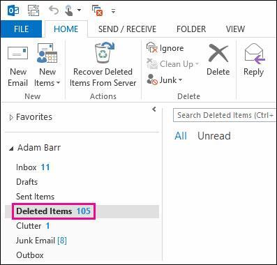 recover deleted tasks in outlook step 1