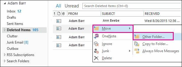 recover deleted notes from Outlook 2010 step 2