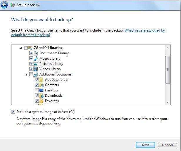 Backup and Restore tool in Windows 7