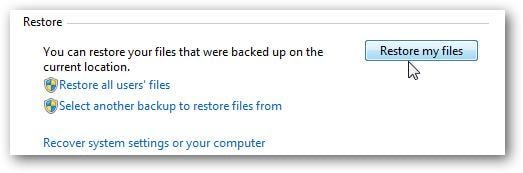restaurar archivos desde la copia de seguridad