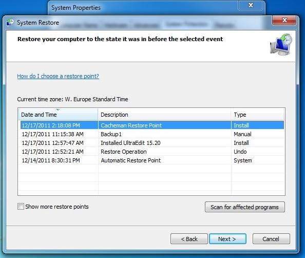 copia de seguridad del registro de Windows 7