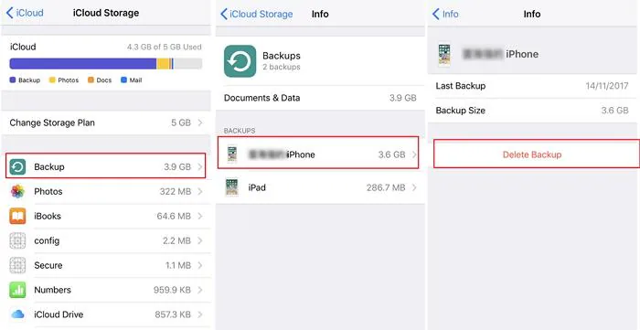 Apagar os últimos backups