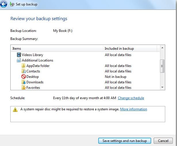 full system backup in Windows