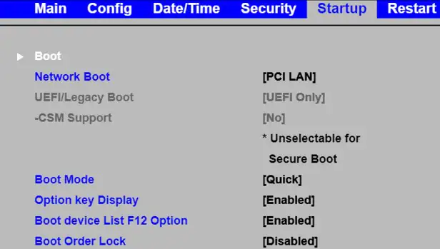 disable secure boot