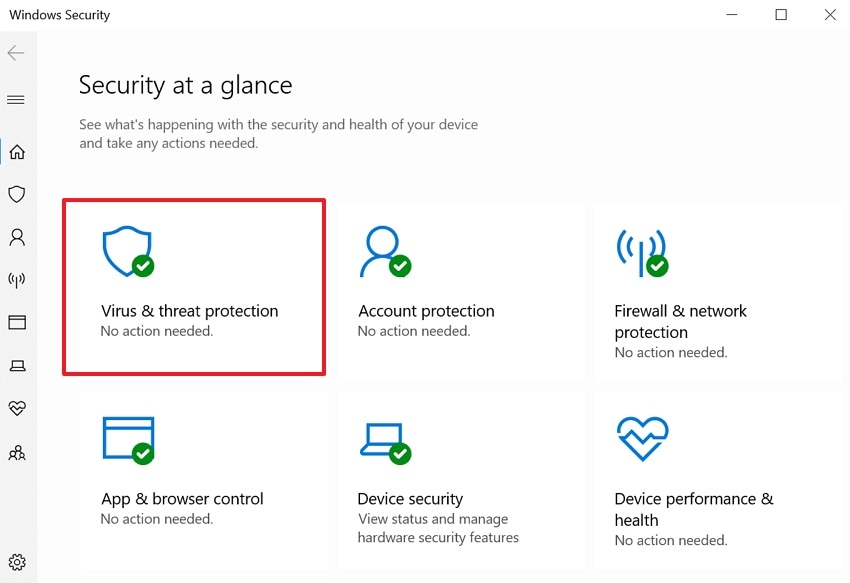 access virus and protection option
