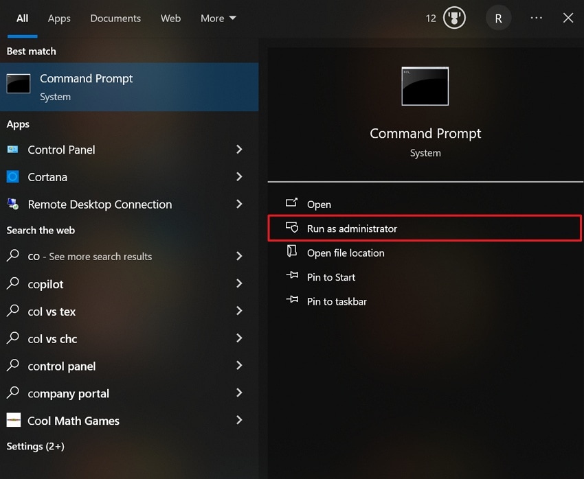 access command prompt as administrator