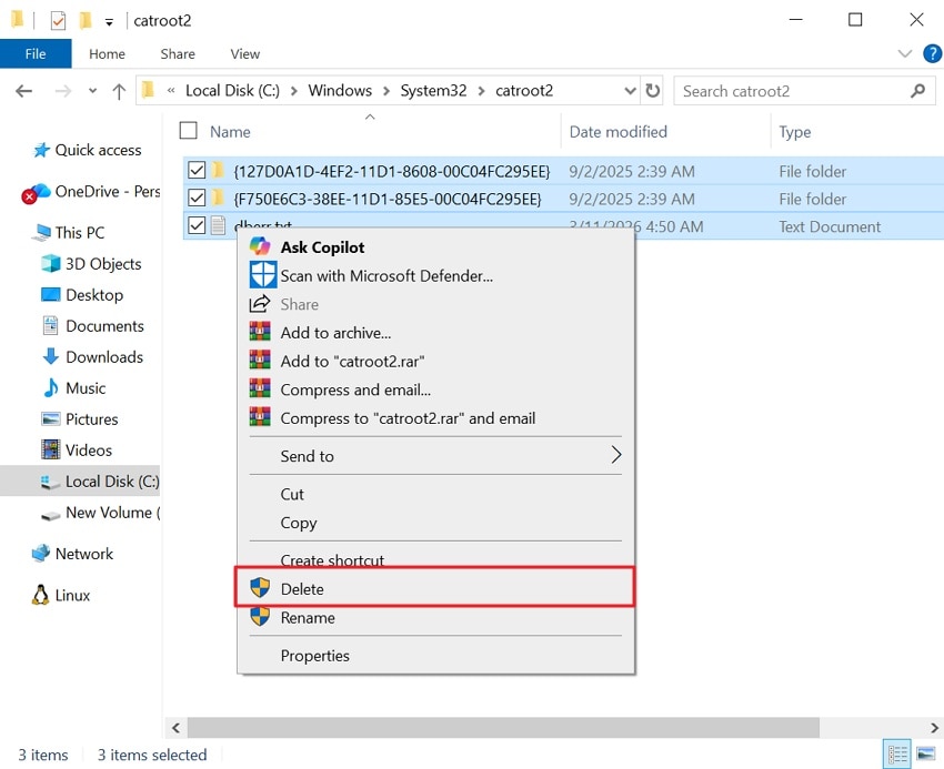delete all catroot2 files