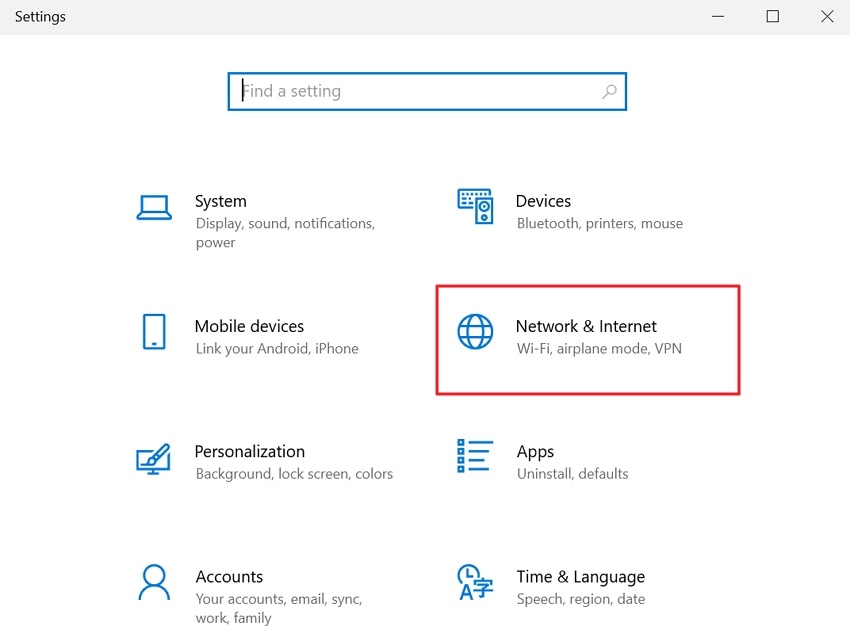 access network and internet from settings