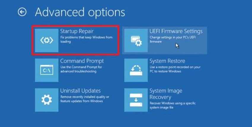 pick the startup repair