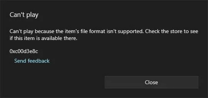 reasons behind 0x00d3e8c codec error