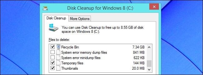 disk cleanup timbunan memori