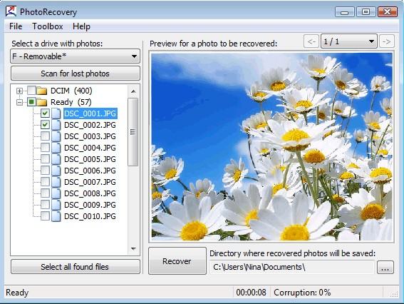 PixRecovery photo repair steps