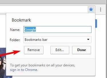 menghapus bookmark dari Chrome