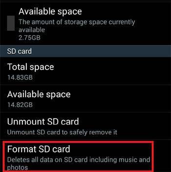 bersihkan kartu SD android