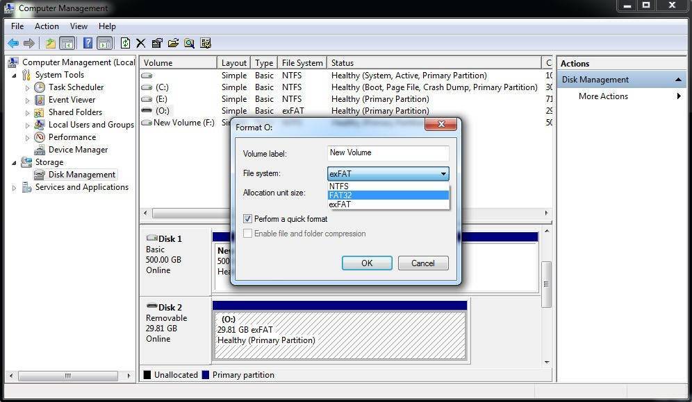 format sd card with windows disk management 2