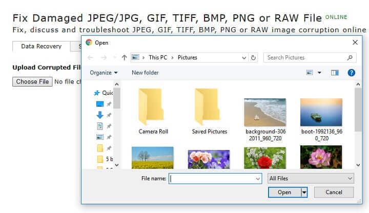 apri un file immagine danneggiato