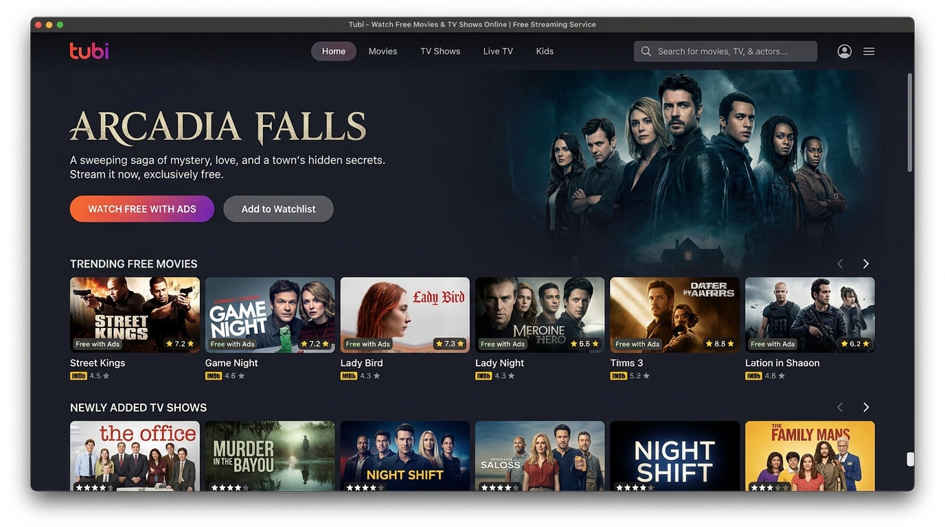 tubi tv streaming interface