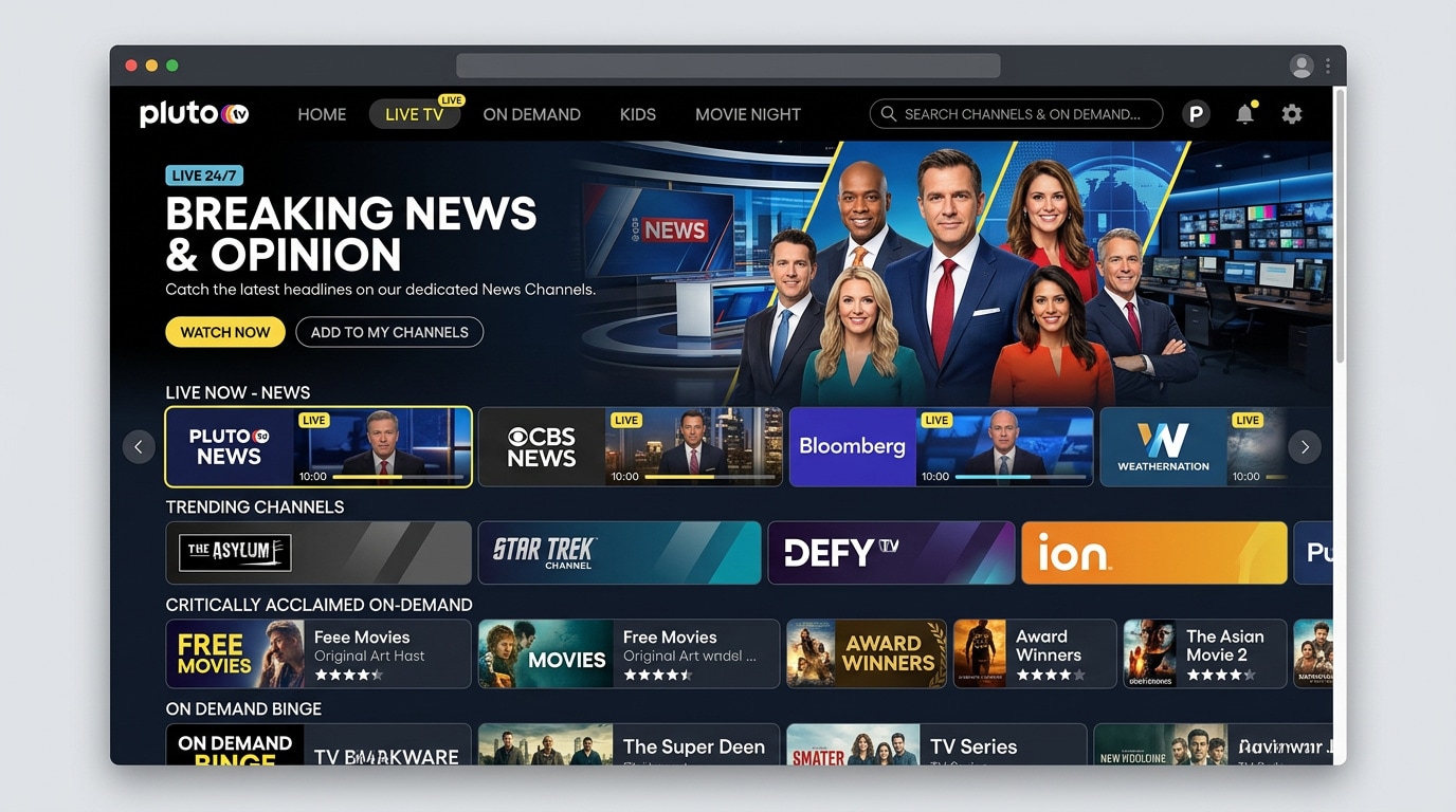 pluto tv live streaming channels