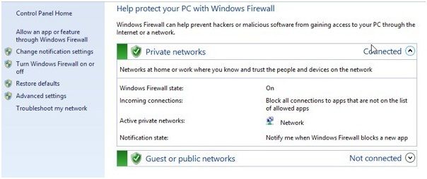 inhabilitar windows firewall