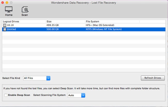 recuperare file eliminati con Wondershare Mac Recupero Dati passo 2