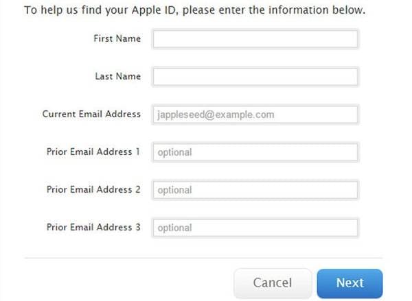 Recuperar Apple ID E-mail