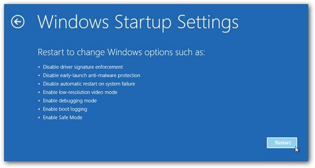 Arriver à entrer en mode sans échec dans Windows 10 étape 5