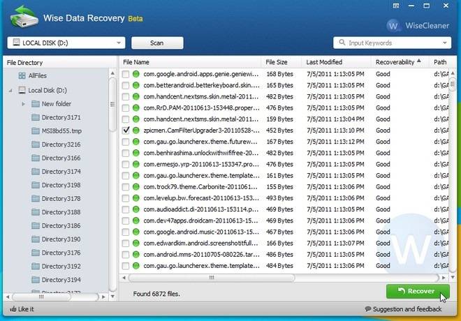 wise data recovery for undeleted files