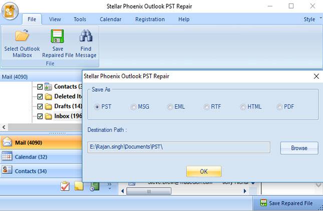 reparar arquivo de pasta pessoal do Outlook, Passo 4