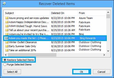 recover shift deleted email in outlook step 4