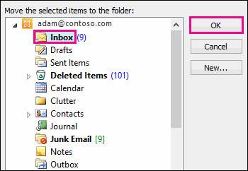 recuperar notas apagadas desde Outlook 2010 passo 3