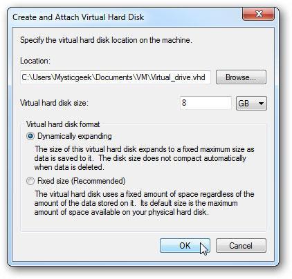 créer un disque dur virtuel étape 2