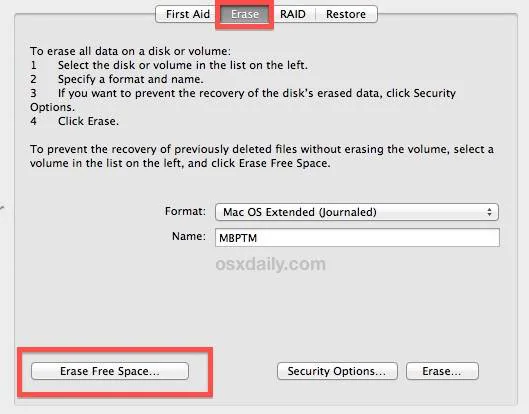 erase free space hard drive