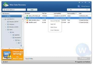 Software gratuito para recuperación de tarjetas de memoria: Wise data recovery