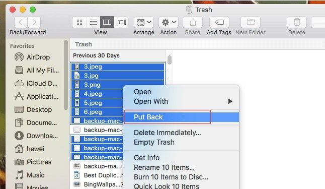 restore deleted photos from Mac Trash
