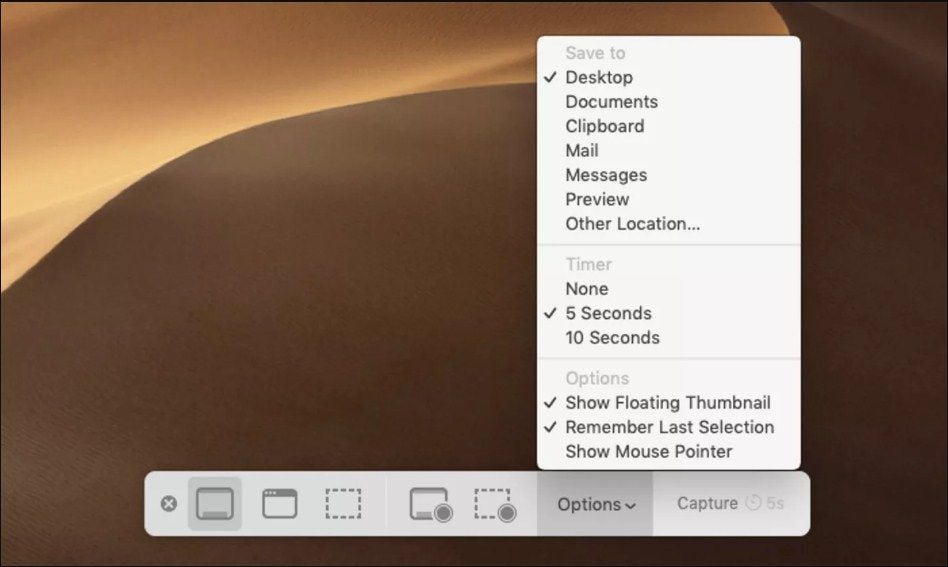 guardar capturas de pantalla en Mac