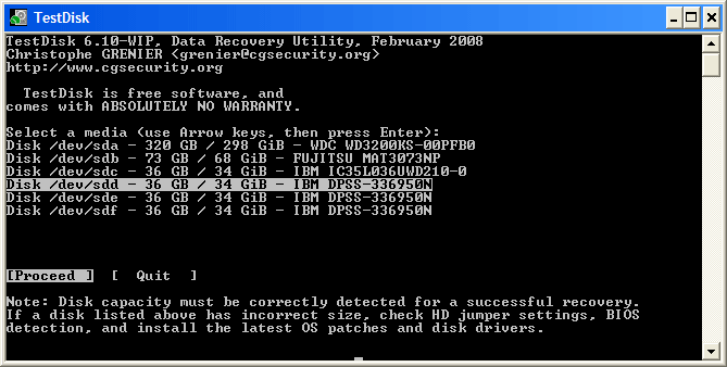 paso 2: redimensionar la partición con testdisk